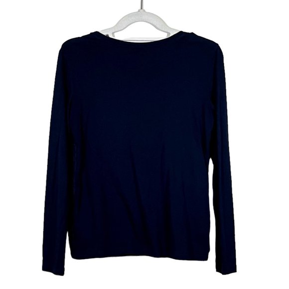 Talbots - Women's Petite Size S - Dark Blue Lace Floral Patern Top - Long Sleeve - Picture 2 of 10